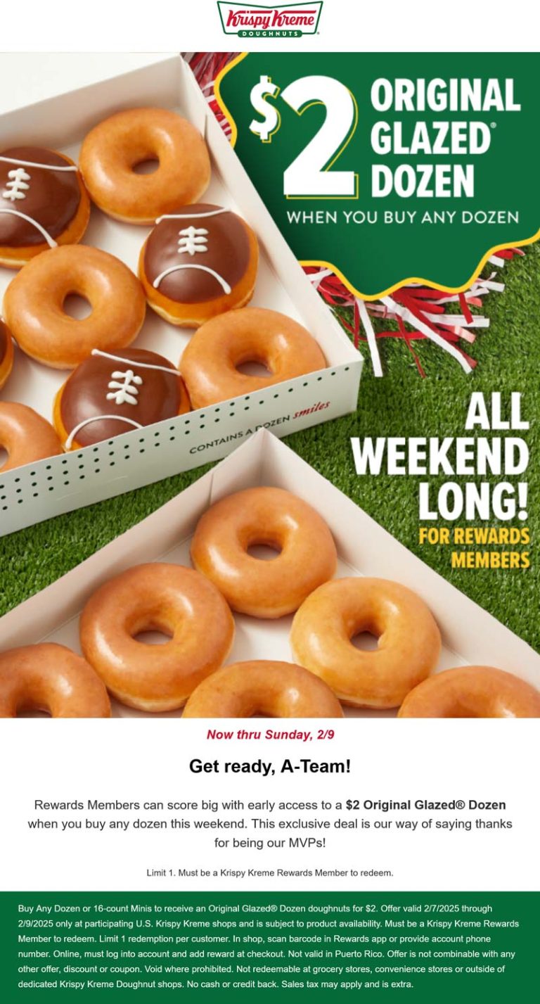 Second dozen doughnuts = $2 at Krispy Kreme