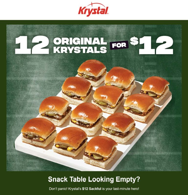 12 cheeseburgers for $12 today at Krystal restaurants