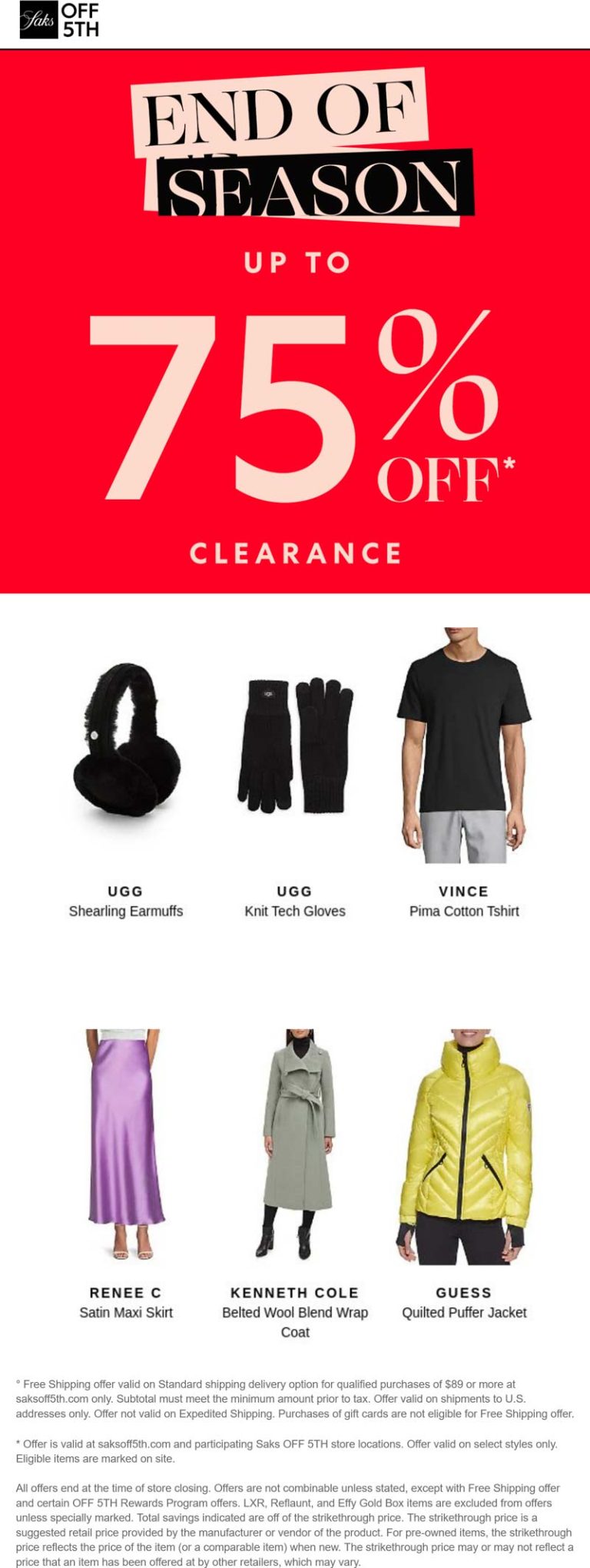 75% off clearance at Saks OFF 5TH