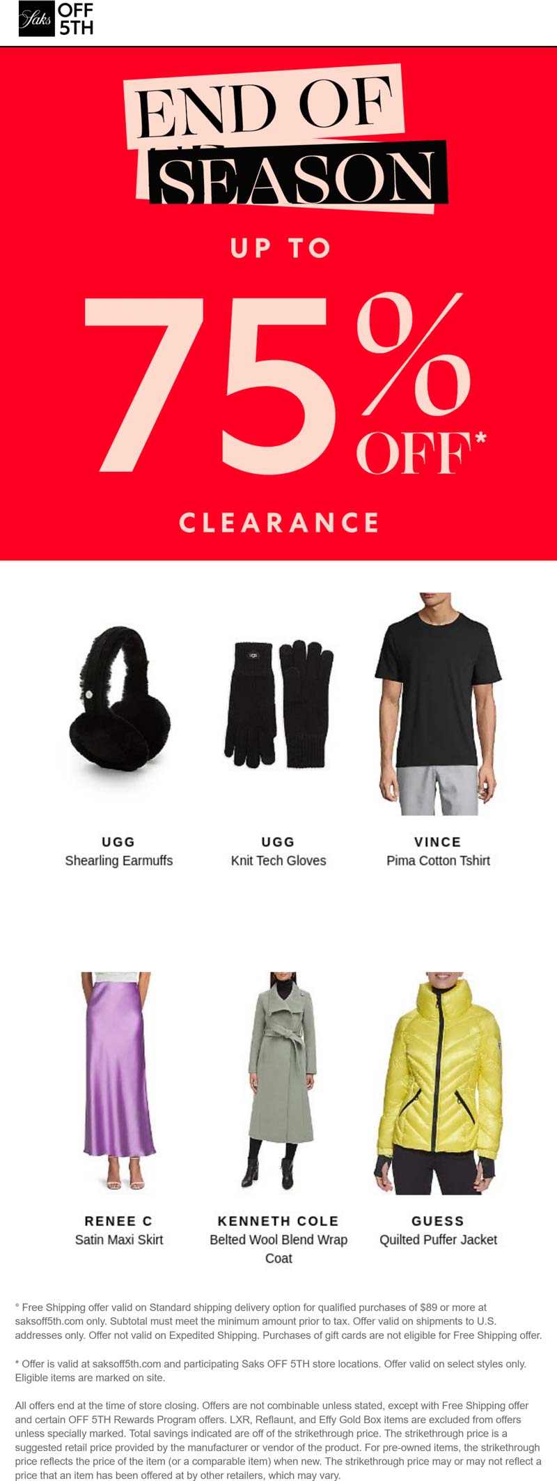 75% off clearance at Saks OFF 5TH #off5th - The Coupons App®