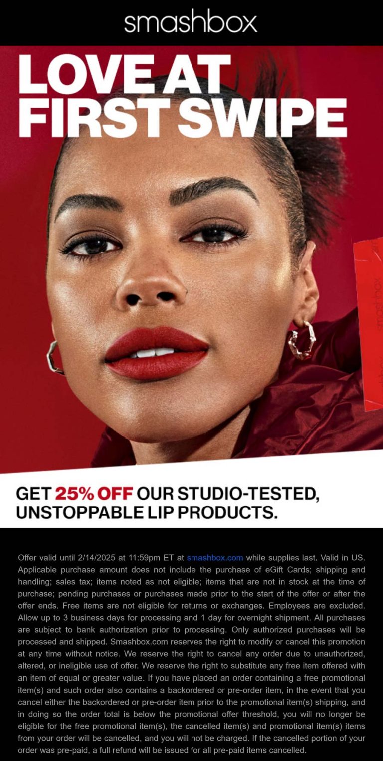 25% off everything online at Smashbox