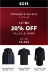 Extra 20% off sale items at BOSS via promo code SALE20 #boss