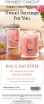 4-for-2 on candles at Yankee Candle, ditto online #yankeecandle