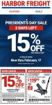 15% off a single item at Harbor Freight tools, or online via promo code 86625143 #harborfreight