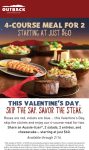 Appetizer + 2 salads + 2 entrees + cheesecake = $60 today at Outback Steakhouse #outbacksteakhouse