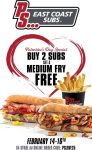 Free fries with your sub sandwiches today at Penn Station, or online via promo code PSLOVE25 #pennstation