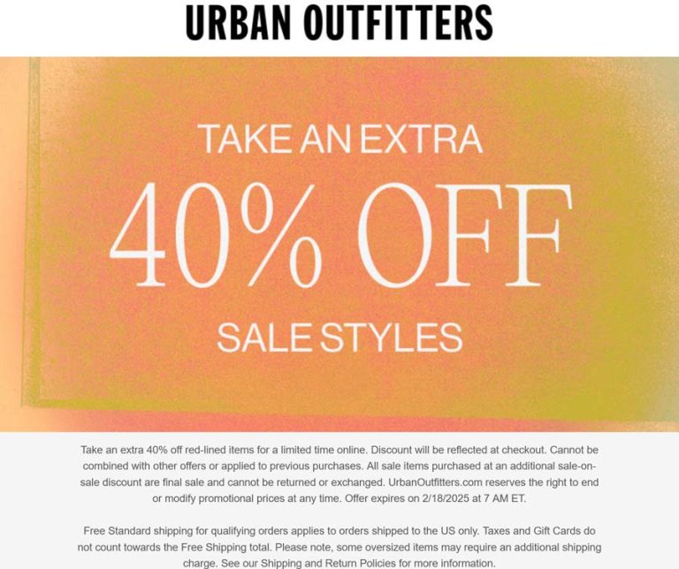 Extra 40% off sale items today at Urban Outfitters