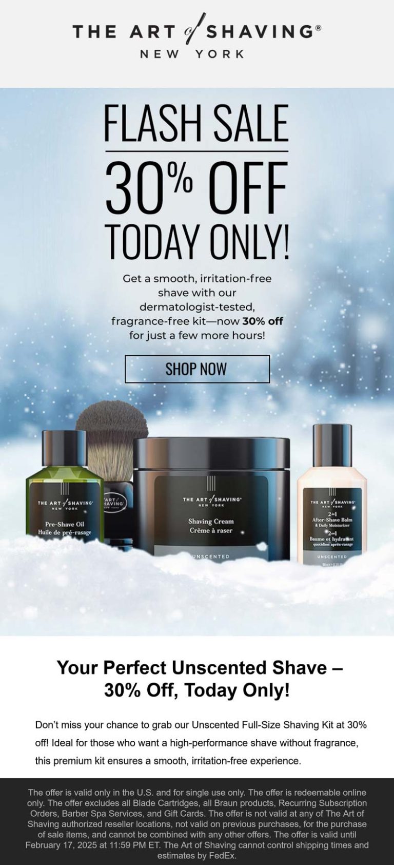 30% off kits today at The Art of Shaving