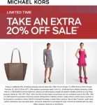 Extra 20% off sale items at Michael Kors, ditto online #michaelkors