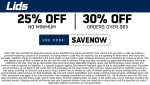 25-30% off today at Lids via promo code SAVENOW #lids