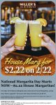 $2.22 margaritas today at Millers Ale House restaurants #millersalehouse