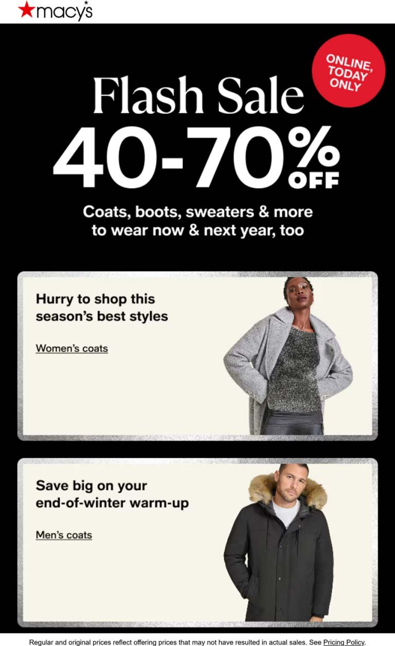 40-70% off outdoor gear today online at Macys