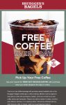 Free coffee with your purchase daily via login at Brueggers Bagels #brueggersbagels