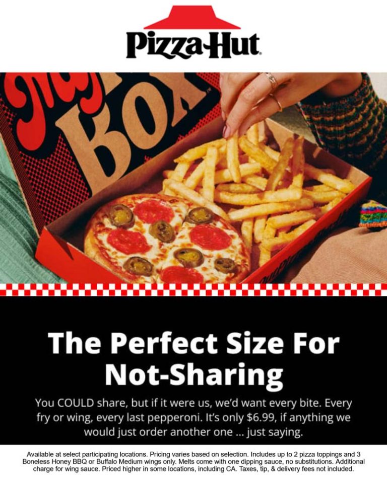 Personal pizza & wings = $7 at Pizza Hut