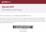 $10 off an oil change at Jiffy Lube #jiffylube