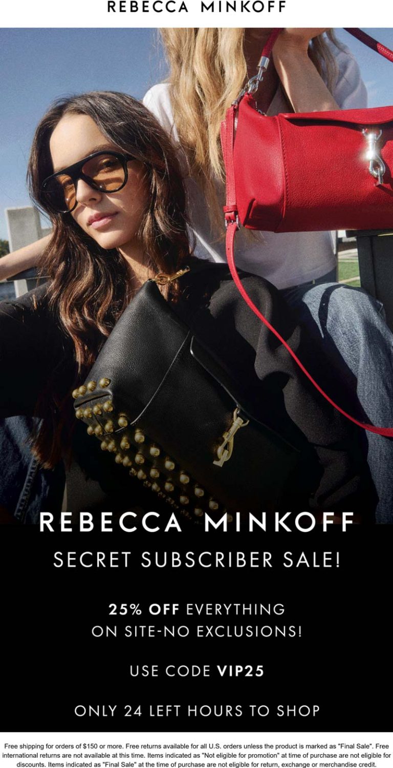 25% off everything at Rebecca Minkoff via promo code VIP25