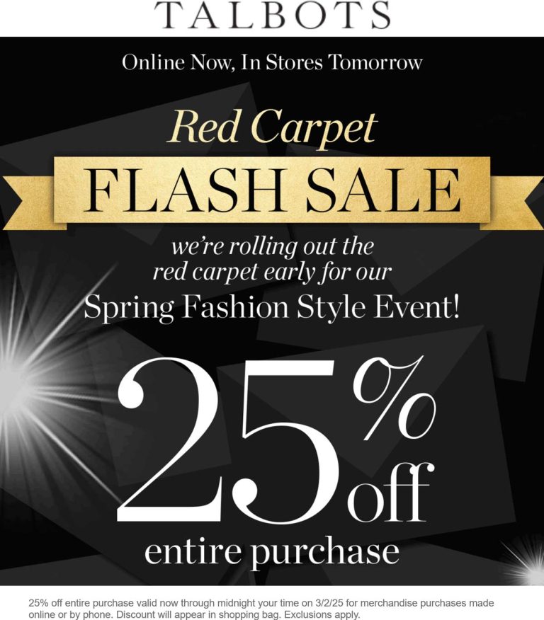 25% off everything online today at Talbots