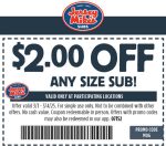 $2 off any sub sandwich at Jersey Mikes #jerseymikes