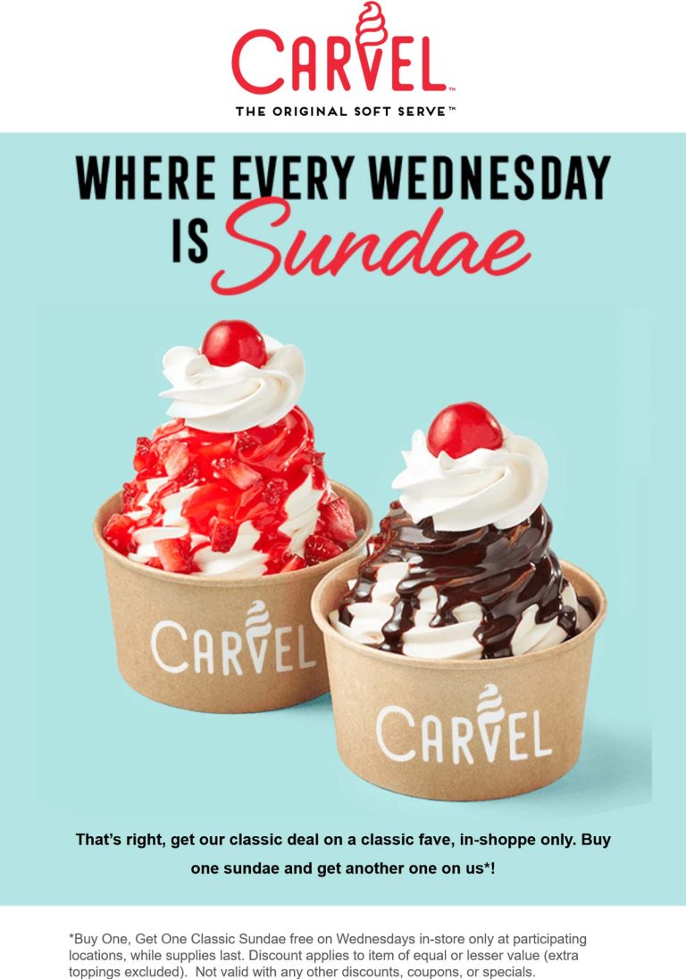 Second ice cream sundae free today at Carvel