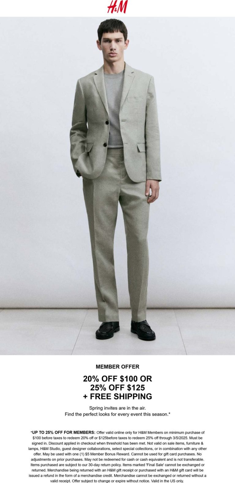 H&M coupon: 20-25% off $100+ today at H&M