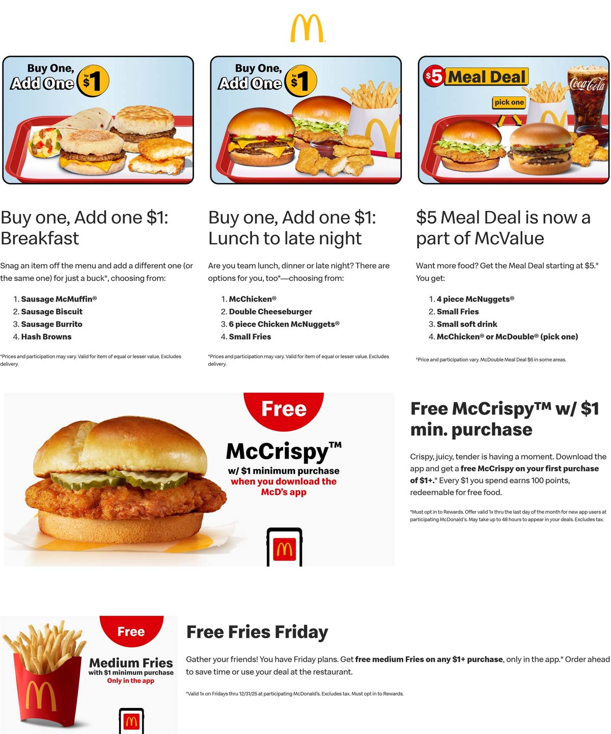 Mcdonalds Coupon Code 12 Stelliger Free large fries with $1 spent today at McDonalds #mcdonalds - The