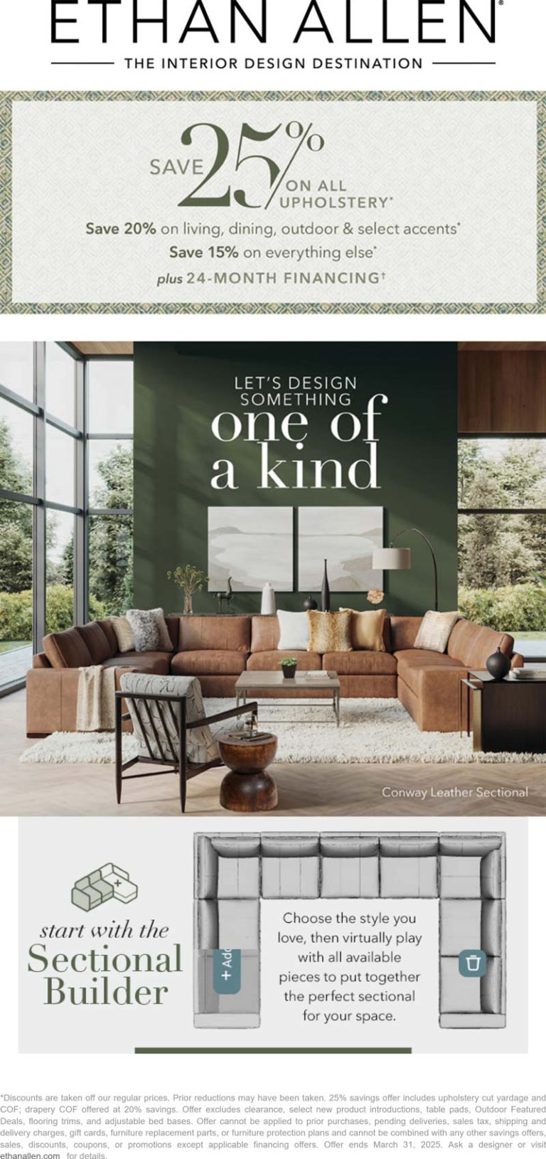 15-25% off everything at Ethan Allen