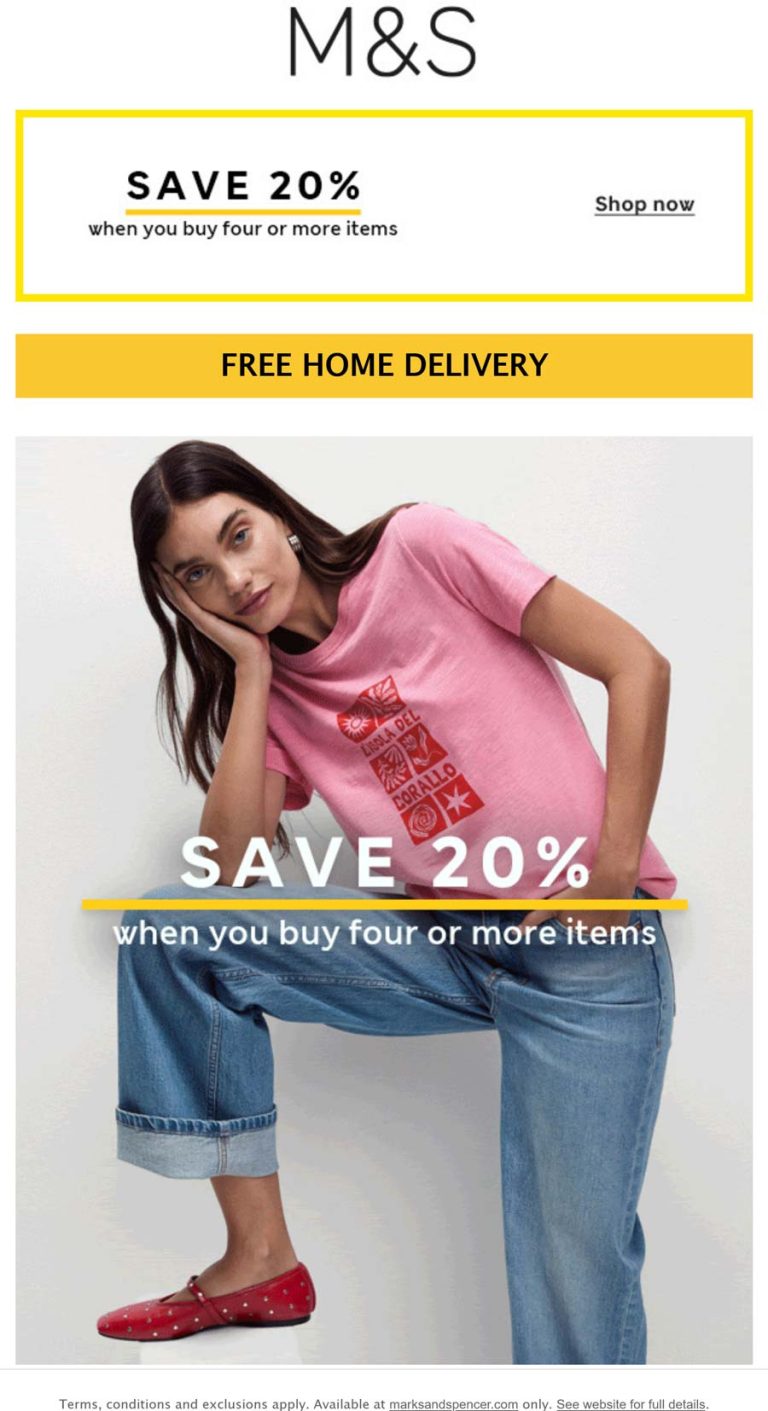 20% off 4+ items at Marks and Spencer