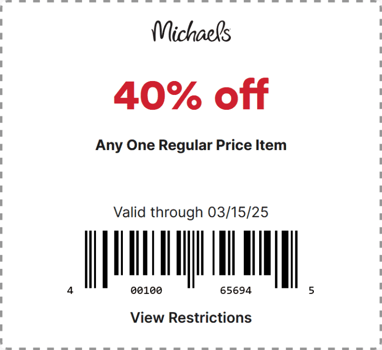 40% off a single item at Michaels