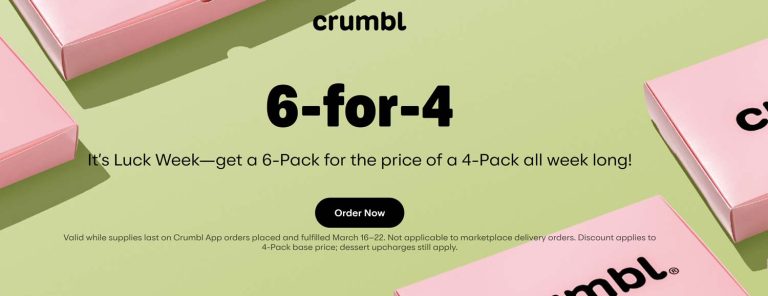 6-for-4 on cookies at Crumbl