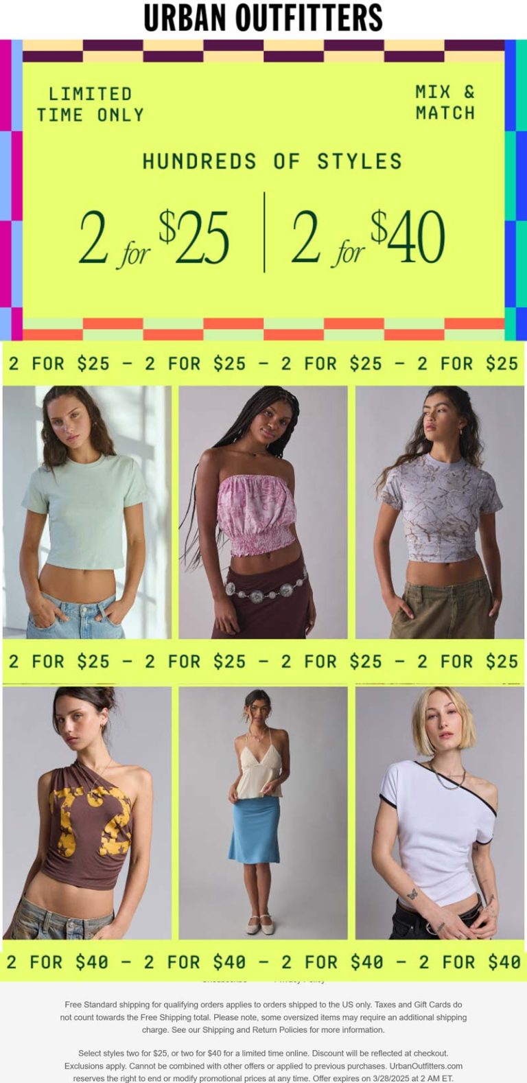 Mix & match 2 for $25 at Urban Outfitters
