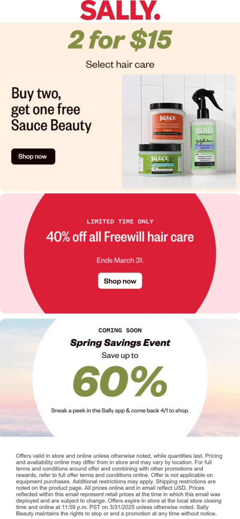 2 for $15 & more today at Sally Beauty