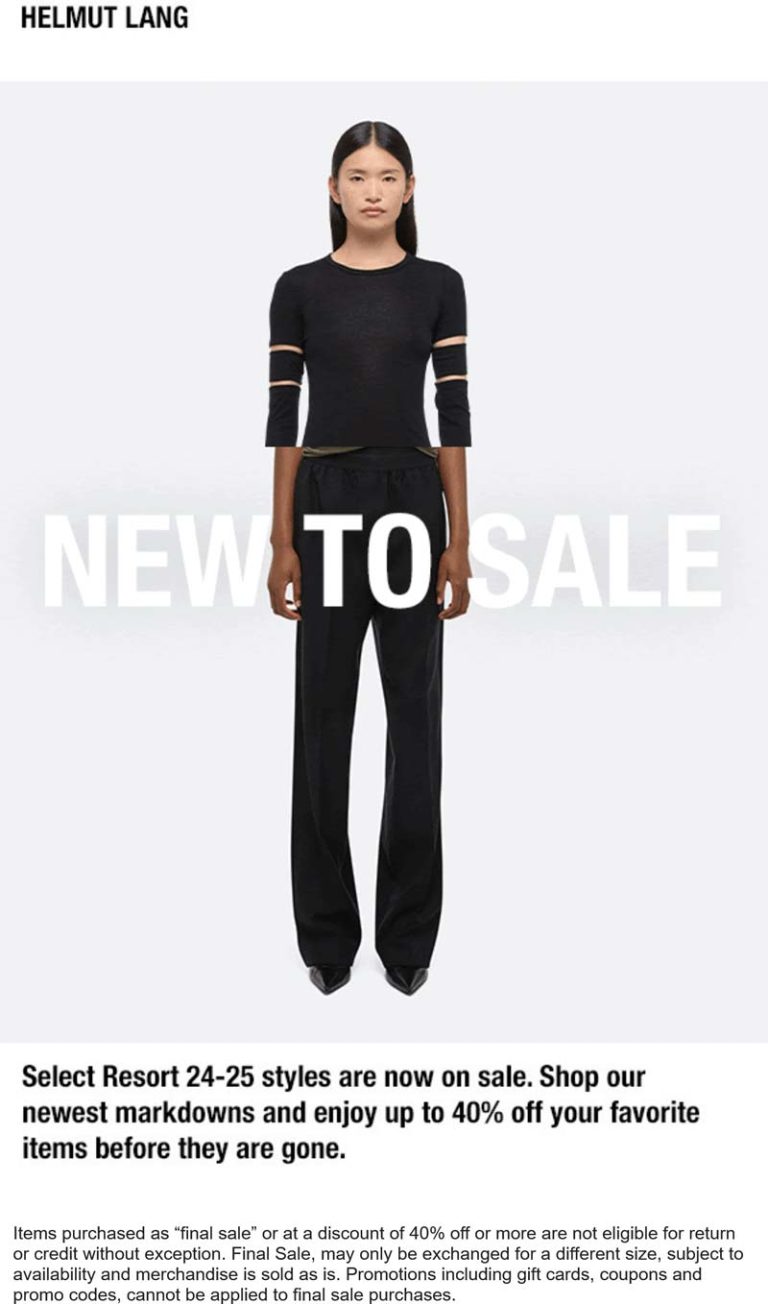 40% off sale items at Helmut Lang