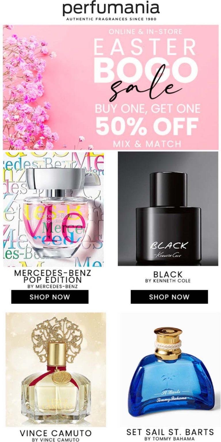 Second fragrance 50% off at Perfumania, ditto online