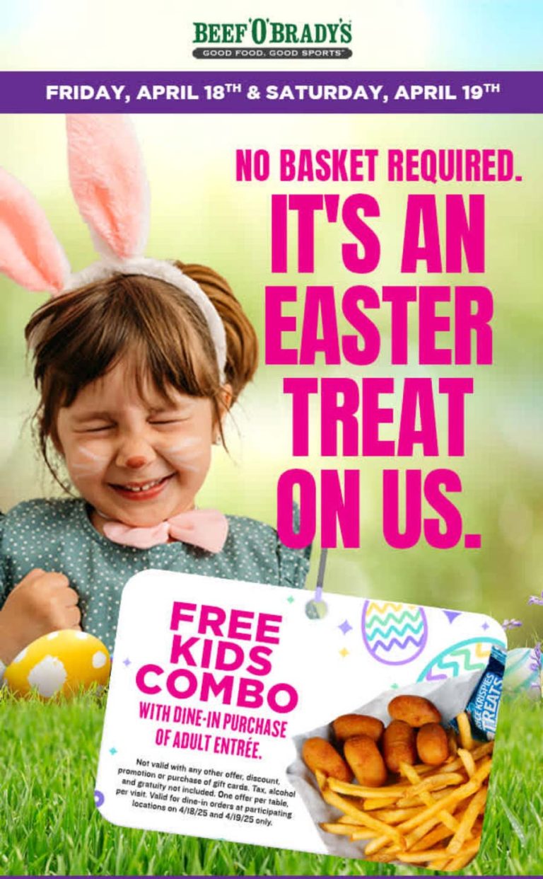 Free kids combo with your entree at Beef OBradys