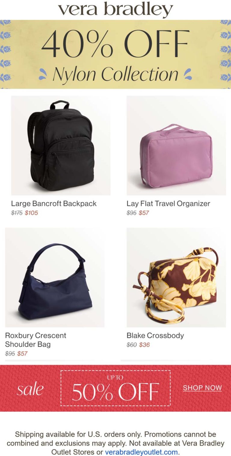 40% off nylon collection & more at Vera Bradley