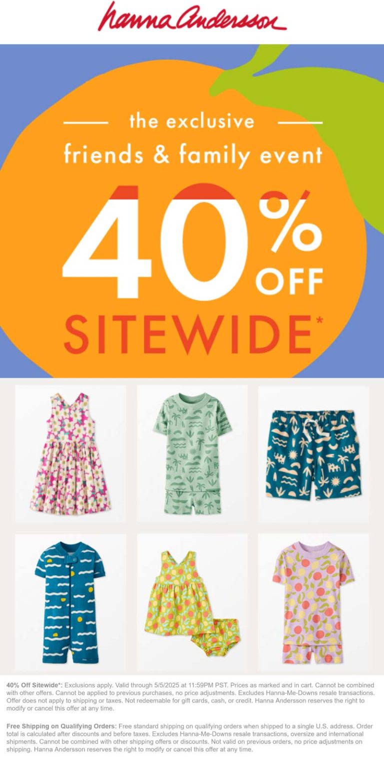 40% off everything at Hanna Andersson