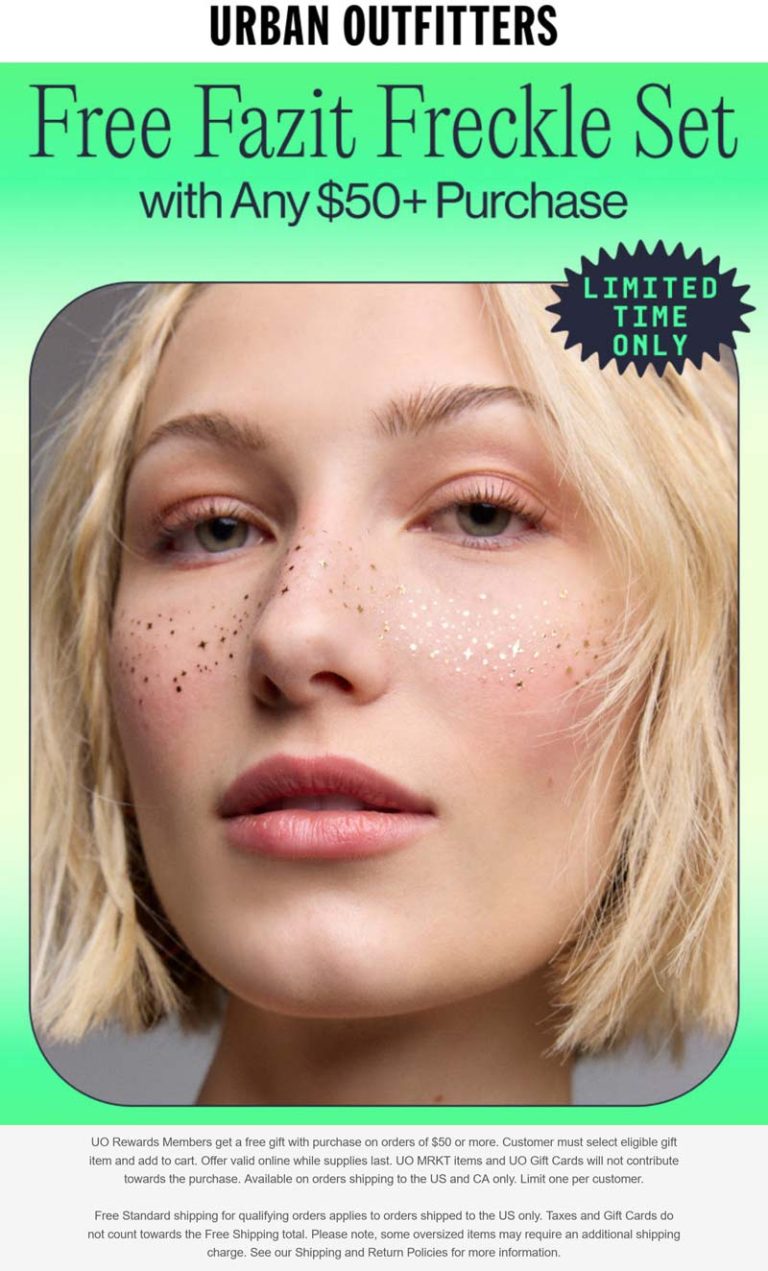 Free freckle set on $50 at Urban Outfitters