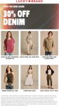 30% off denim at Lucky Brand, ditto online #luckybrand