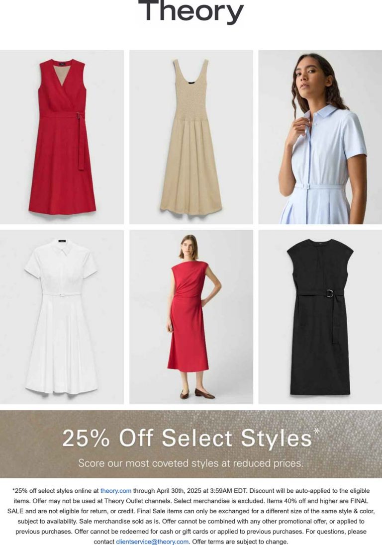 25% off dresses at Theory