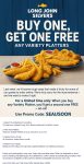 Second variety platter free online at Long John Silvers restaurants via promo code SEAUSOON #longjohnsilvers