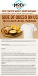 First 20 on the 5th score a free t-shirt at Moes Southwest Grill #moessouthwestgrill