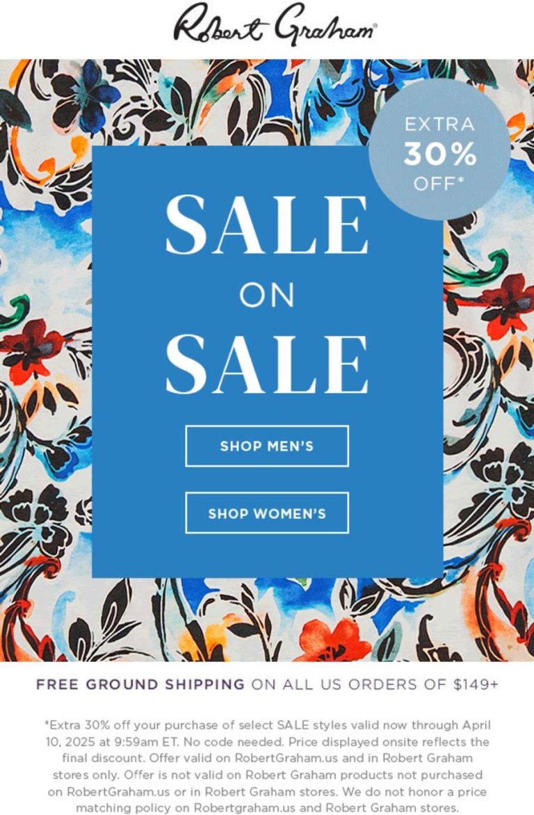 Extra 30% off sale styles at Robert Graham, ditto online