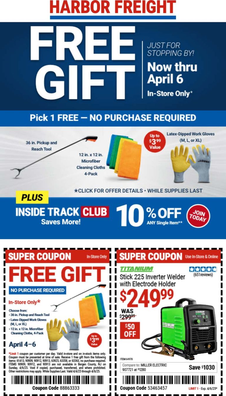 Free gift no purchase necessary at Harbor Freight Tools