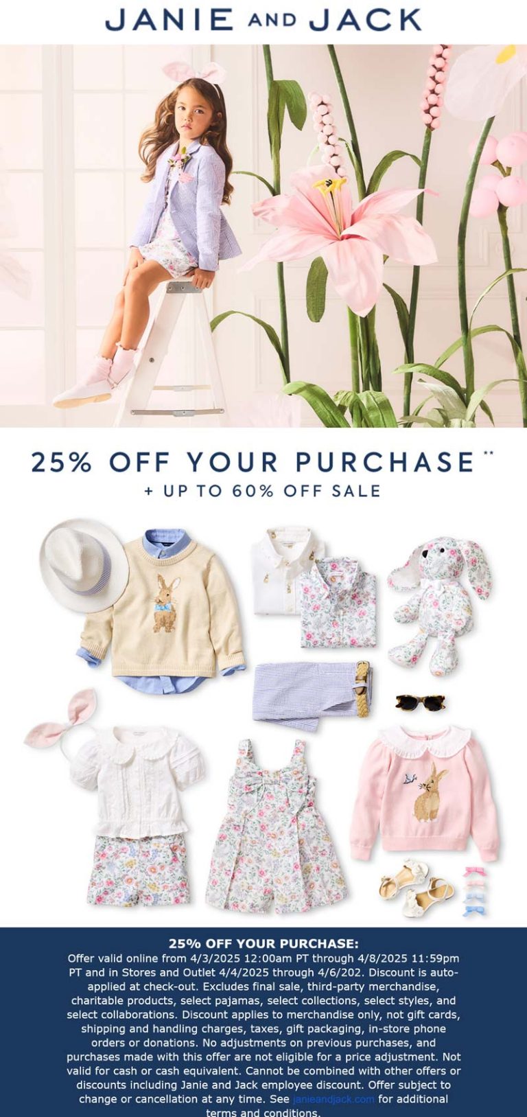 25% off at Janie and Jack, ditto online