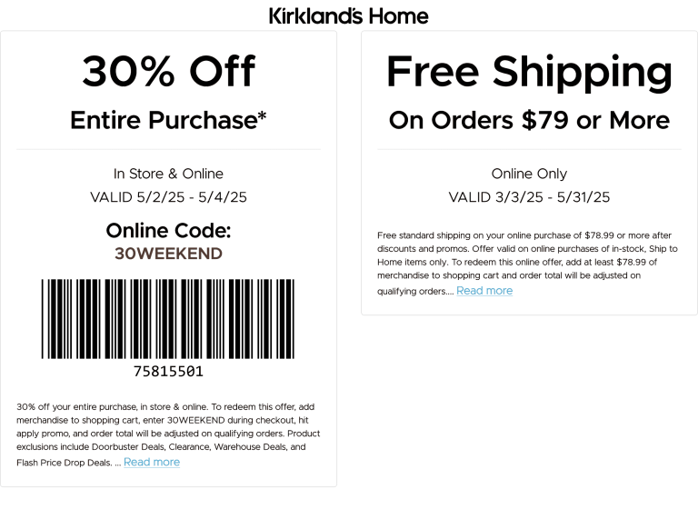 30% off everything at Kirklands Home, or online via promo code 30WEEKEND