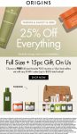 25% off everything + free full & 15pc set on $140+ at Origins #origins