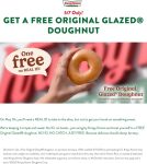 Free glazed doughnut Weds at Krispy Kreme, no purchase necessary #krispykreme
