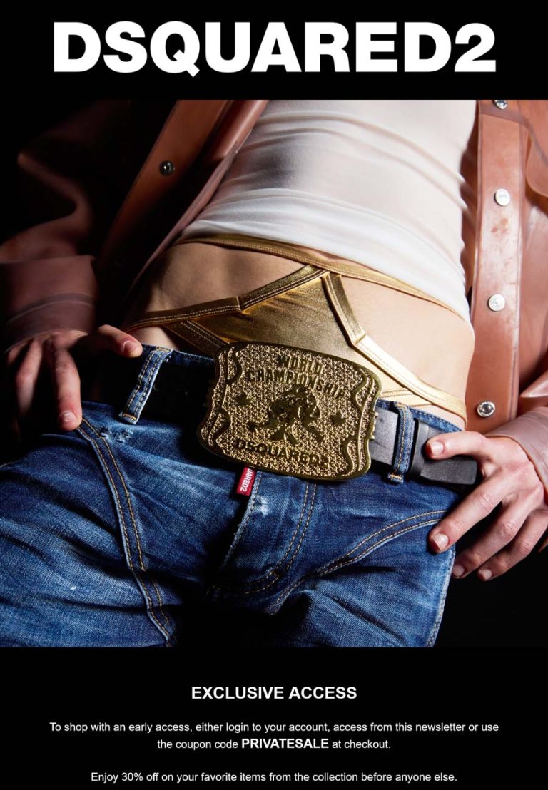 30% off at Dsquared2 via promo code PRIVATESALE