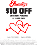 $10 off $30 at Friendlys restaurant, or online via promo code 10OFFMOM #friendlys