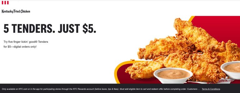 5 chicken tenders = $5 at KFC
